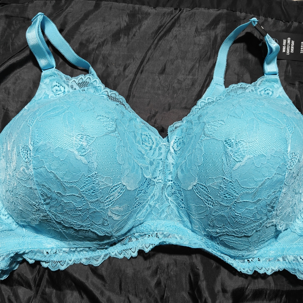 Torrid Blue Lace Full-Coverage Bra with Adjustable Straps